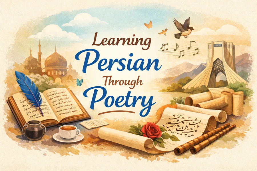 Learning Persian through poetry – Persian language learning with poetry illustration